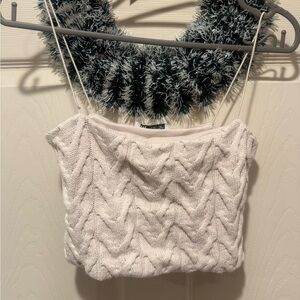 Zara White Cable Knit Crop Top
